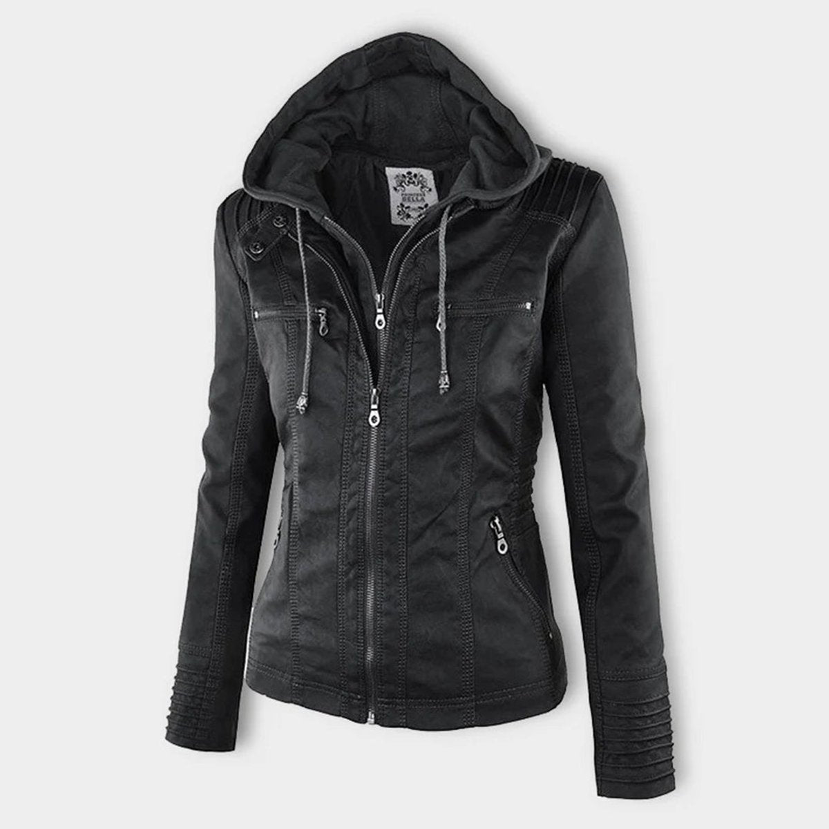 Lucinda | Moto Jacket with Removable Hood and Hooded Design