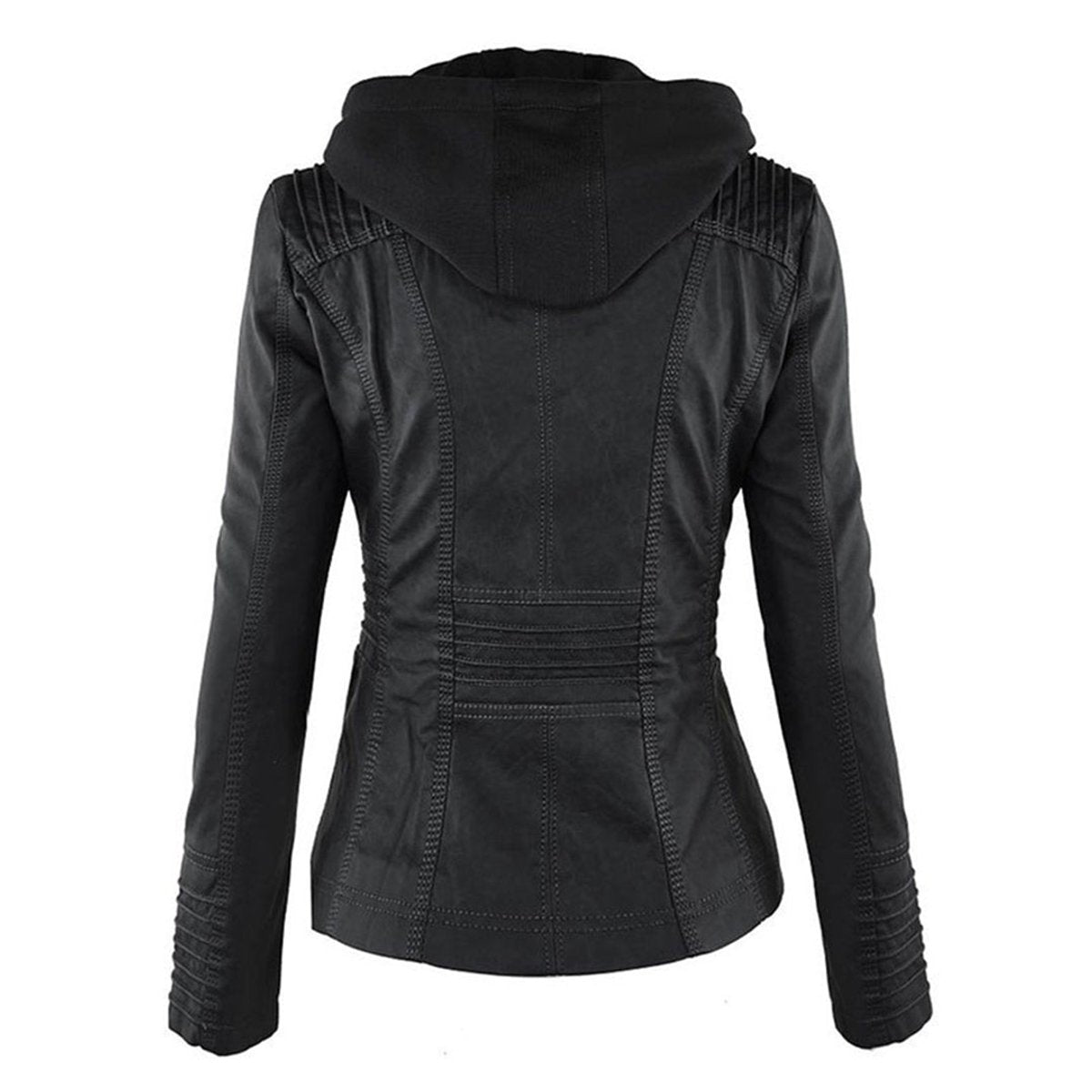 Lucinda | Moto Jacket with Removable Hood and Hooded Design