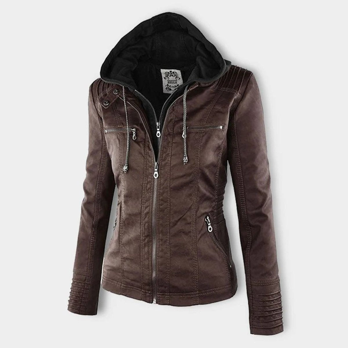 Lucinda | Moto Jacket with Removable Hood and Hooded Design