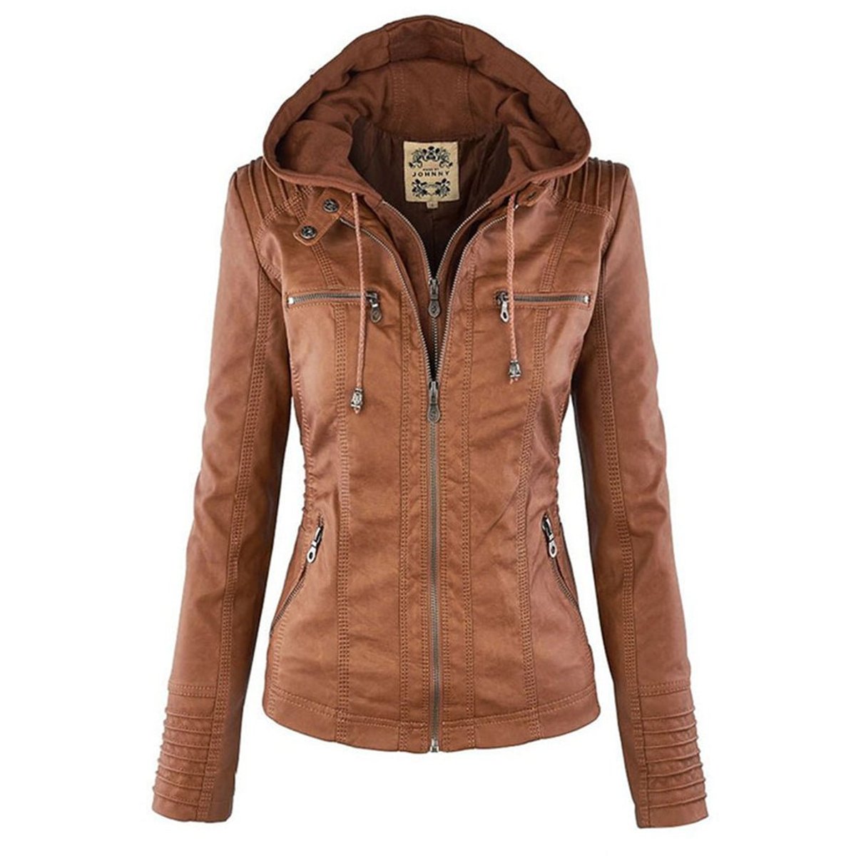 Lucinda | Moto Jacket with Removable Hood and Hooded Design