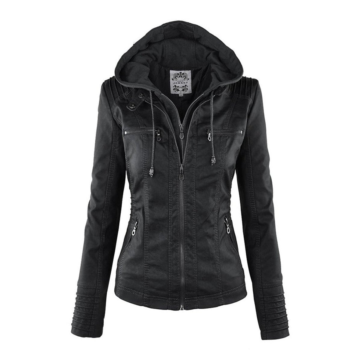 Lucinda | Moto Jacket with Removable Hood and Hooded Design