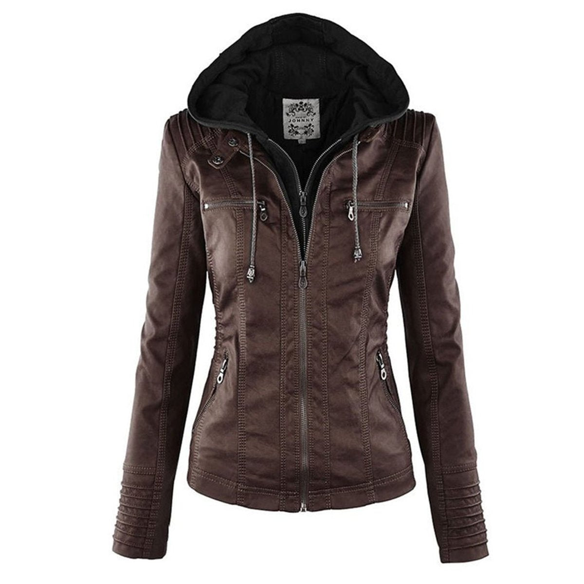 Lucinda | Moto Jacket with Removable Hood and Hooded Design