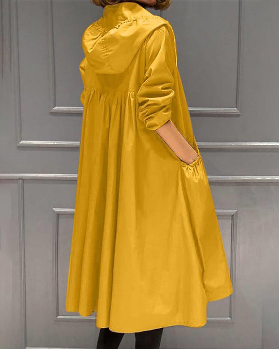 Kathleen | Long Hooded Zip-Up Trench Coat