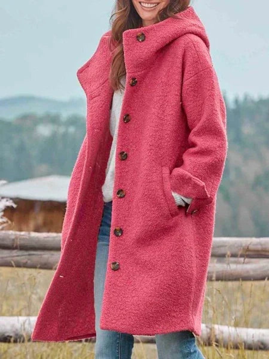 Eleanor | Hooded Longline Button-Up Coat