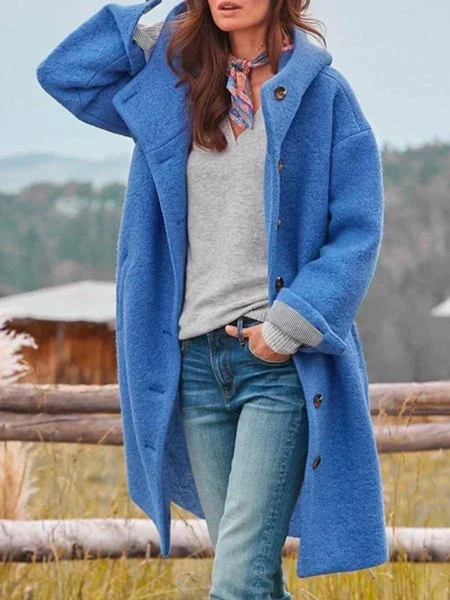 Eleanor | Hooded Longline Button-Up Coat