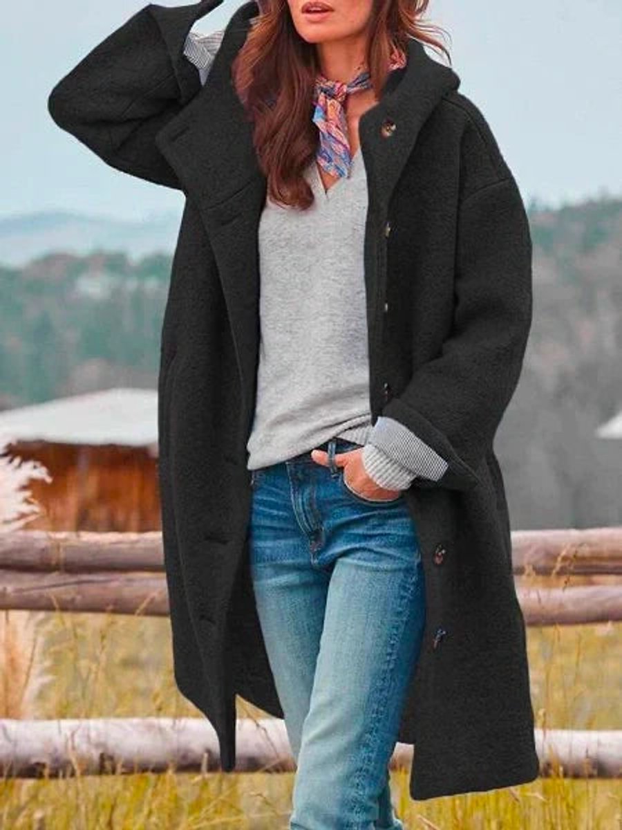 Eleanor | Hooded Longline Button-Up Coat