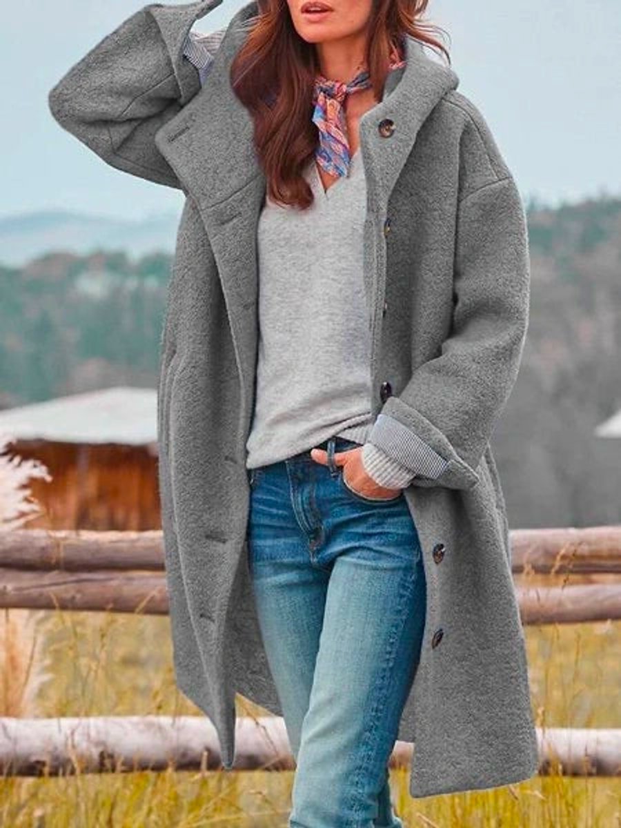 Eleanor | Hooded Longline Button-Up Coat