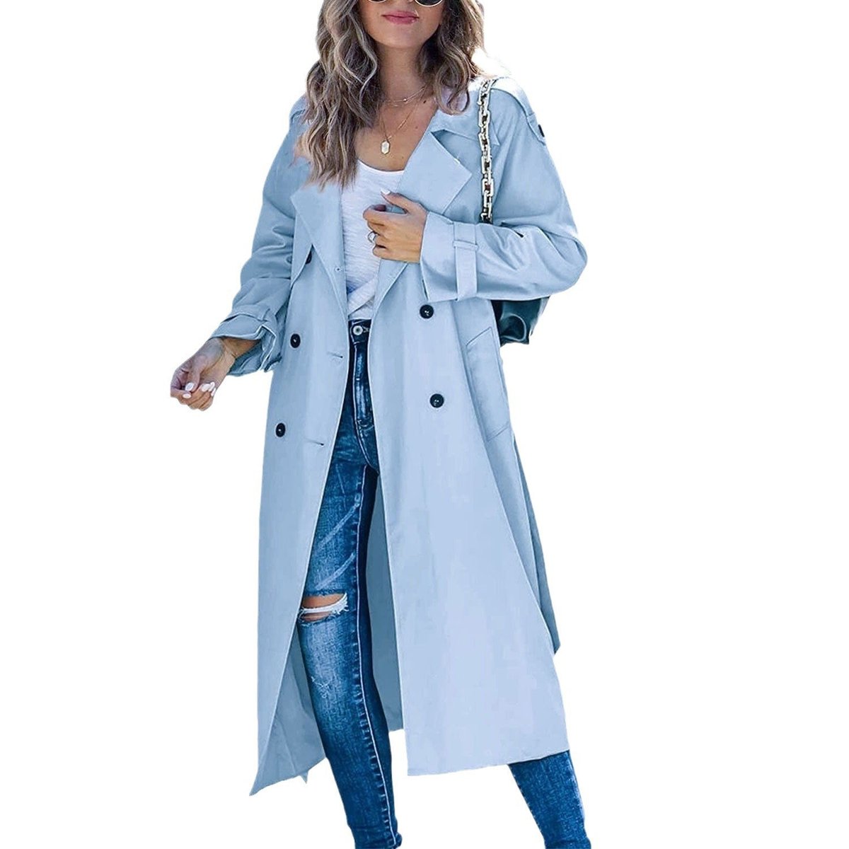 Juliet | Longline Double-Breasted Trench Coat with Belt