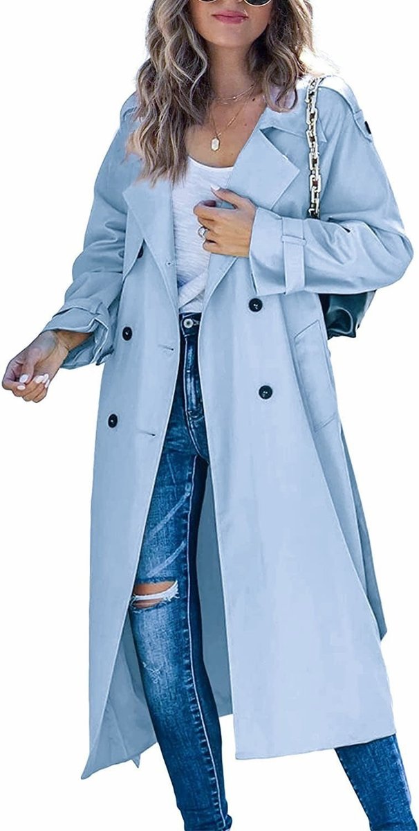 Juliet | Longline Double-Breasted Trench Coat with Belt