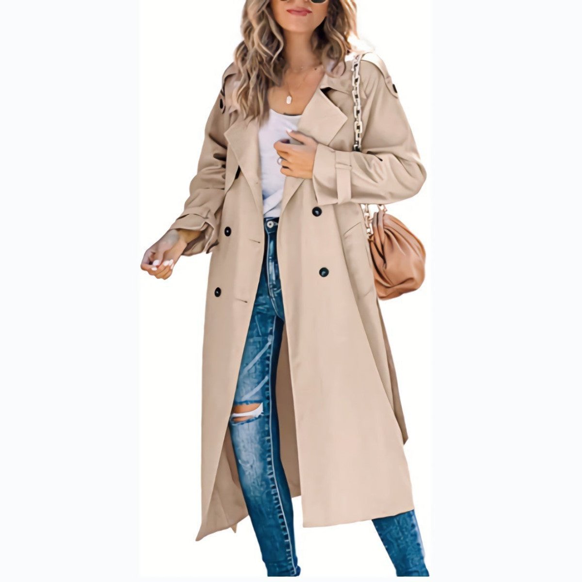Juliet | Longline Double-Breasted Trench Coat with Belt