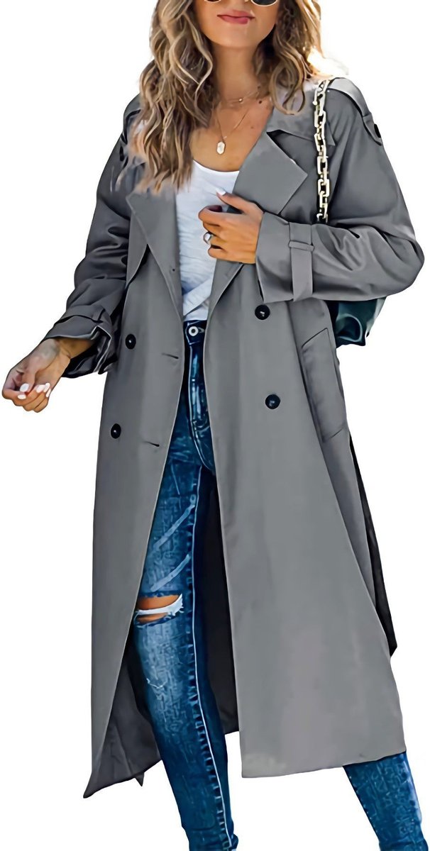 Juliet | Longline Double-Breasted Trench Coat with Belt