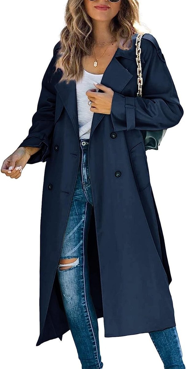 Juliet | Longline Double-Breasted Trench Coat with Belt