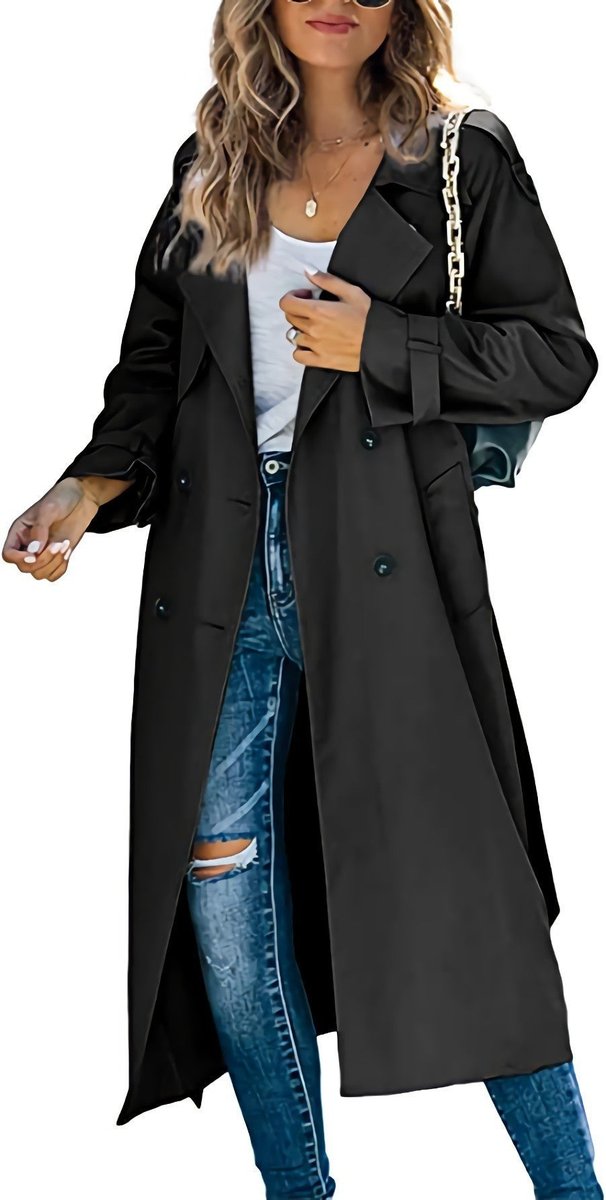 Juliet | Longline Double-Breasted Trench Coat with Belt