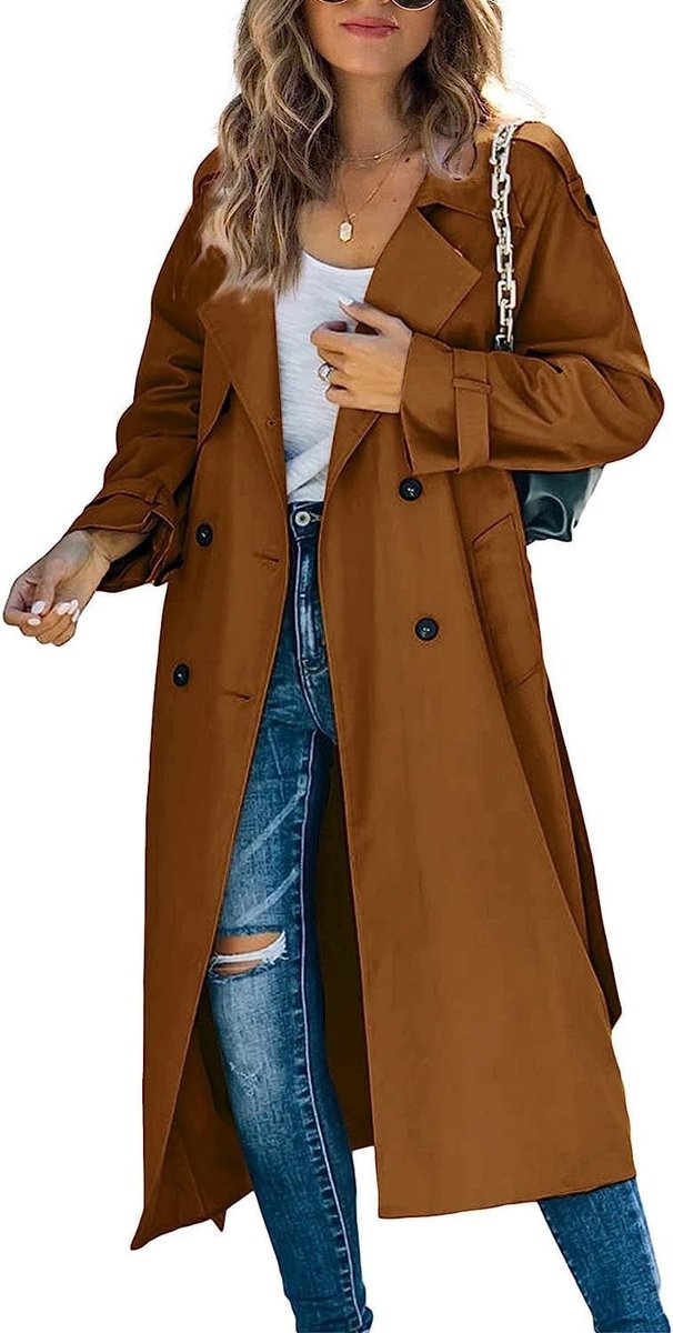 Juliet | Longline Double-Breasted Trench Coat with Belt