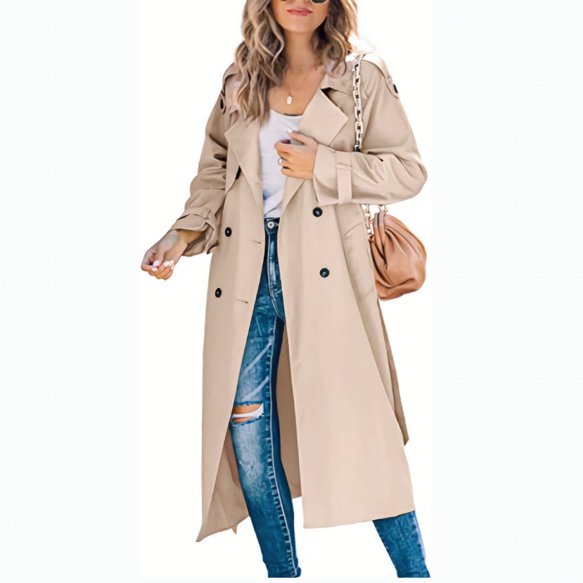 Juliet | Longline Double-Breasted Trench Coat with Belt