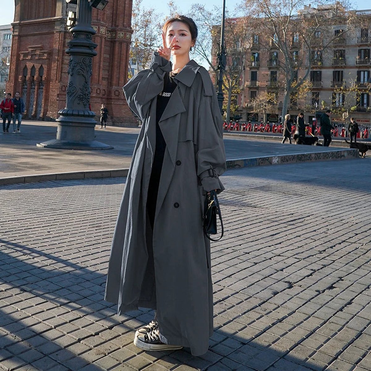 Lena | Long Oversized Double-Breasted Trench Coat