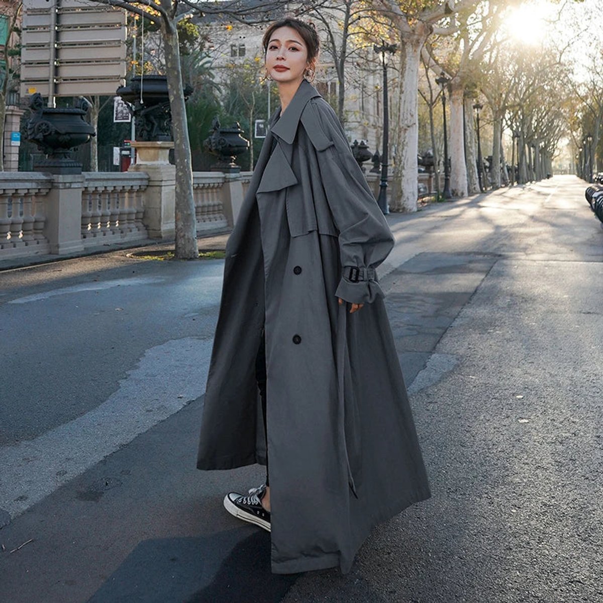 Lena | Long Oversized Double-Breasted Trench Coat