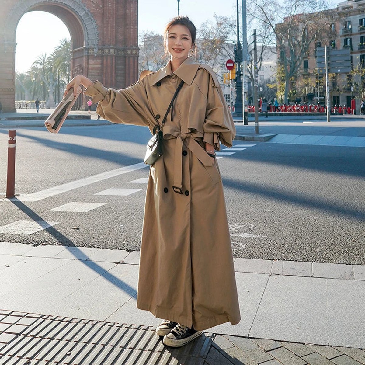 Lena | Long Oversized Double-Breasted Trench Coat