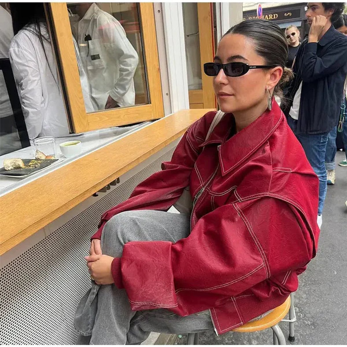 Renée | Oversized Bomber Jacket with Contrast Stitching