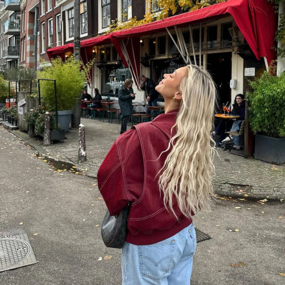 Renée | Oversized Bomber Jacket with Contrast Stitching
