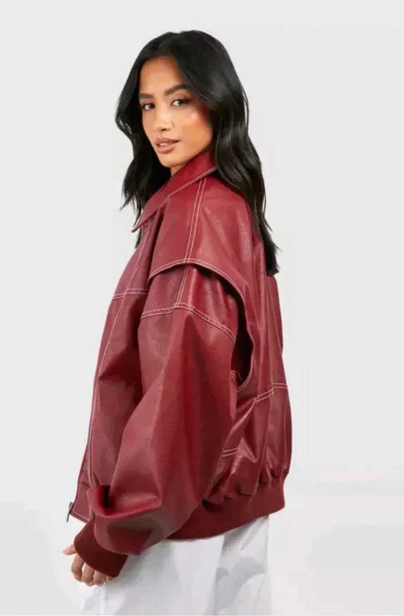 Renée | Oversized Bomber Jacket with Contrast Stitching
