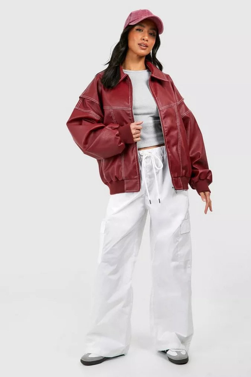 Renée | Oversized Bomber Jacket with Contrast Stitching