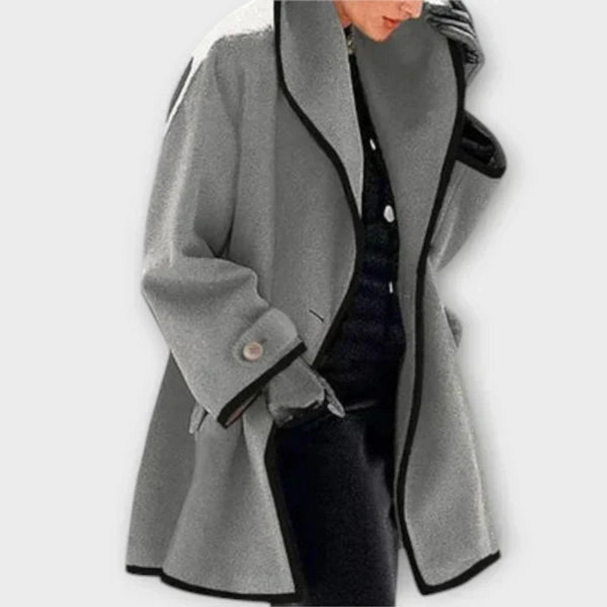 Flora | Oversized Coat with Contrast Trim